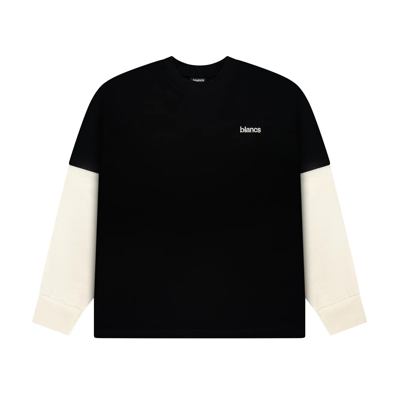 BLANCS CLASSIC LOGO WAFFLE L/S - BLACK