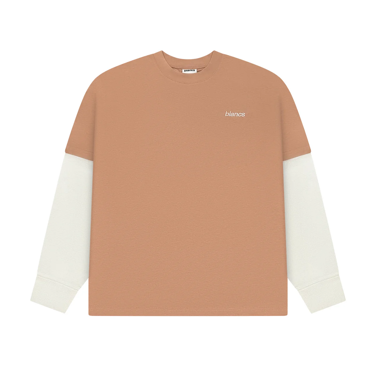 BLANCS CLASSIC LOGO WAFFLE L/S - ORANGE POWDER