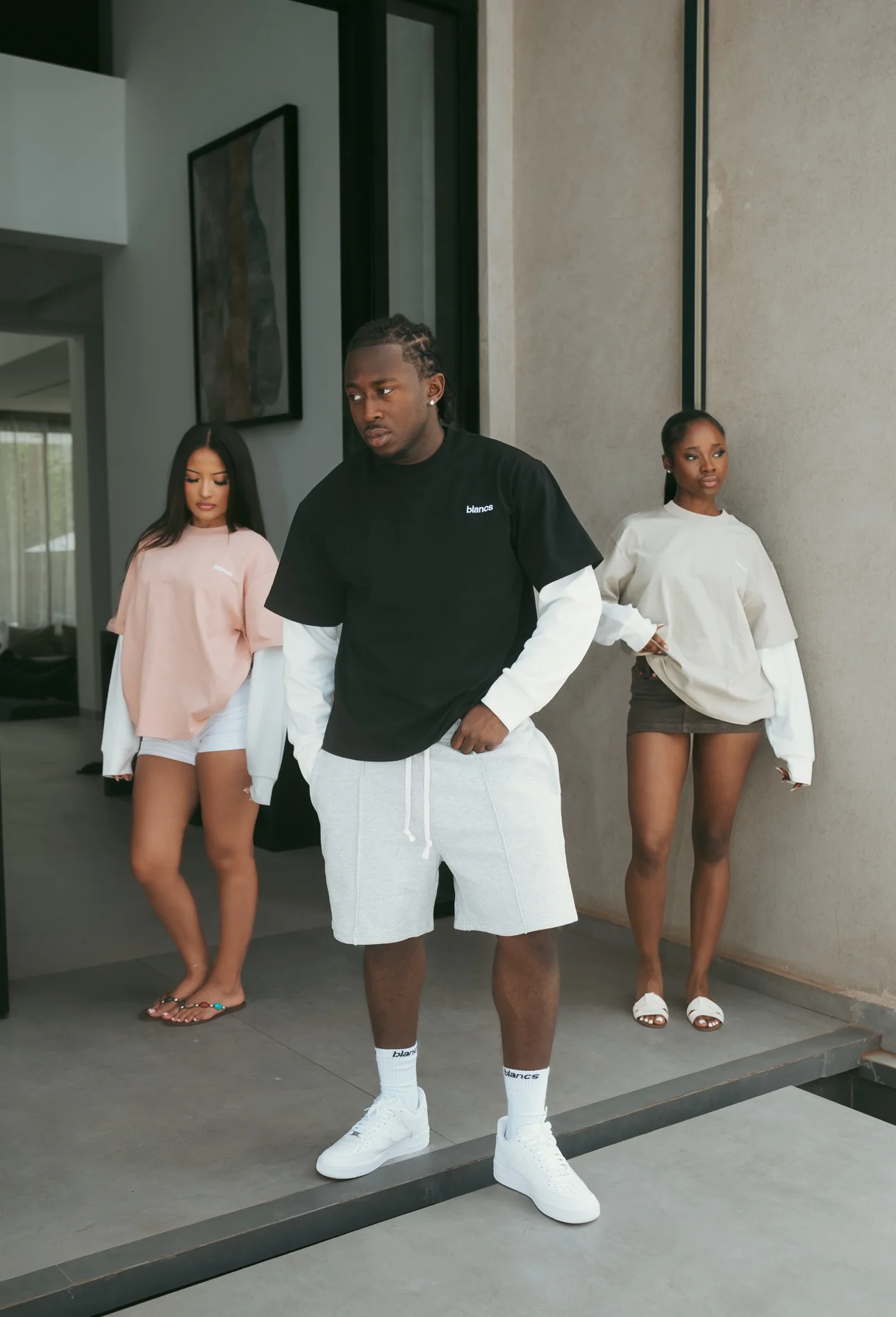 BLANCS CLASSIC LOGO WAFFLE L/S - BLACK - Image 2