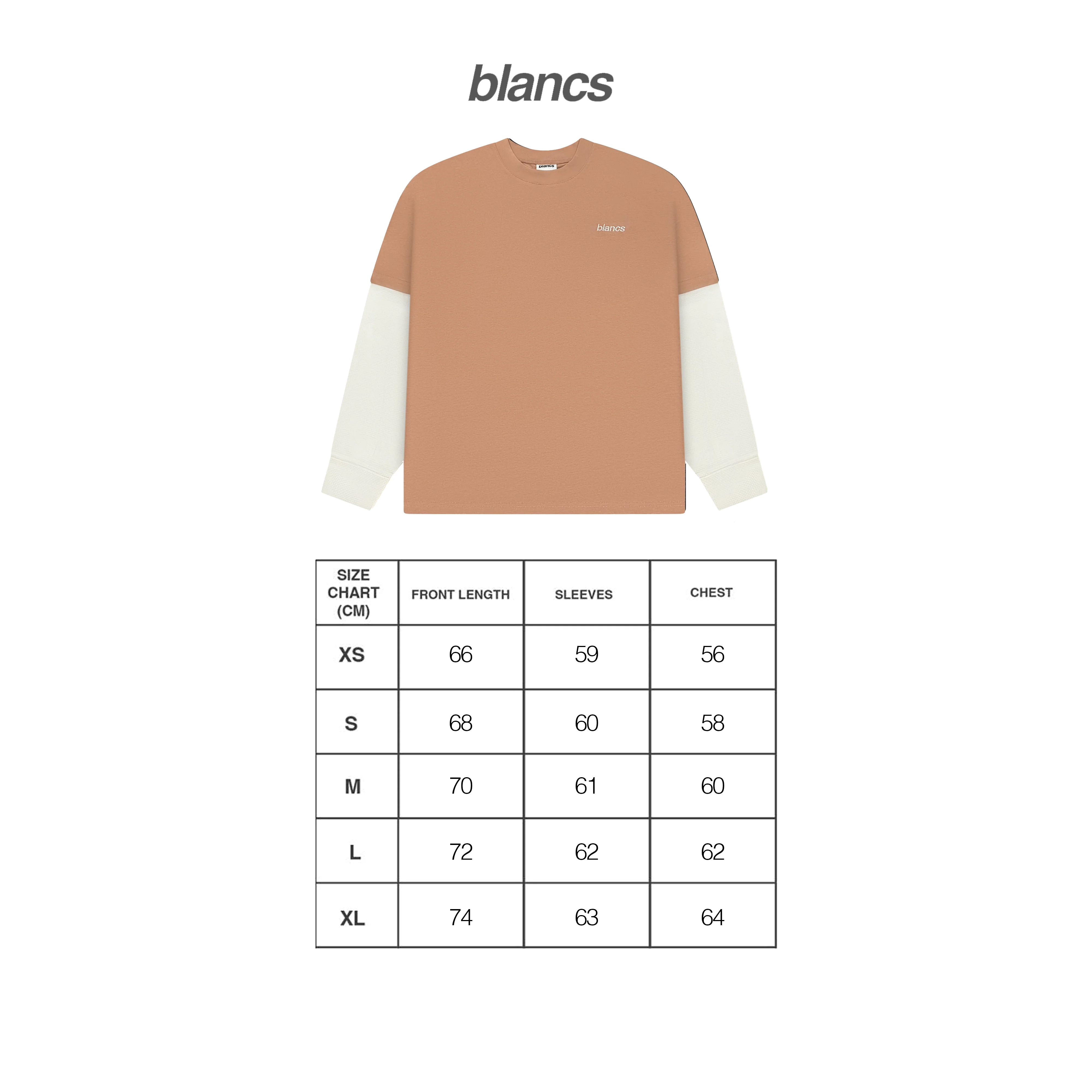 BLANCS CLASSIC LOGO WAFFLE L/S - ORANGE POWDER - Image 3