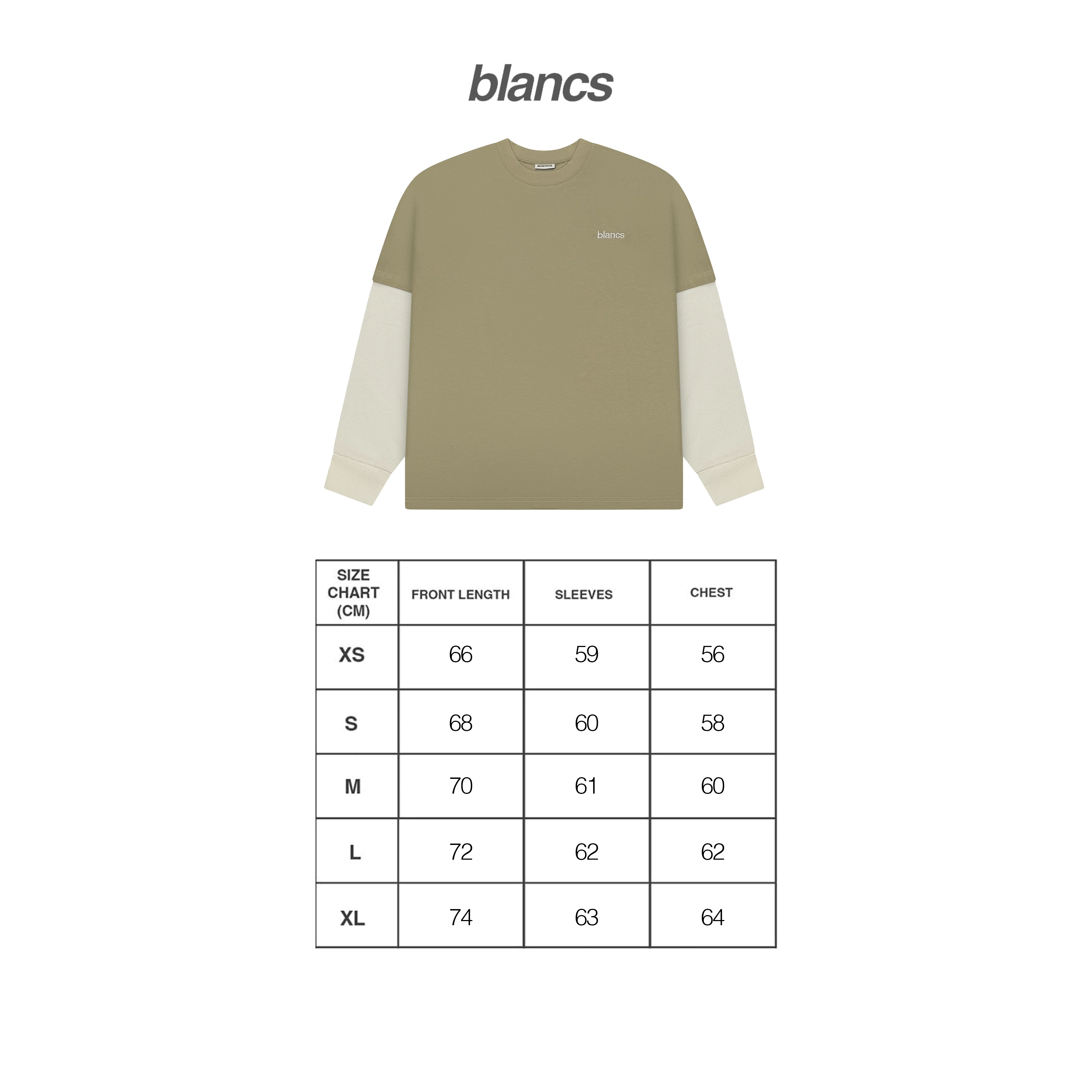 BLANCS CLASSIC LOGO WAFFLE L/S - SAND - Image 3